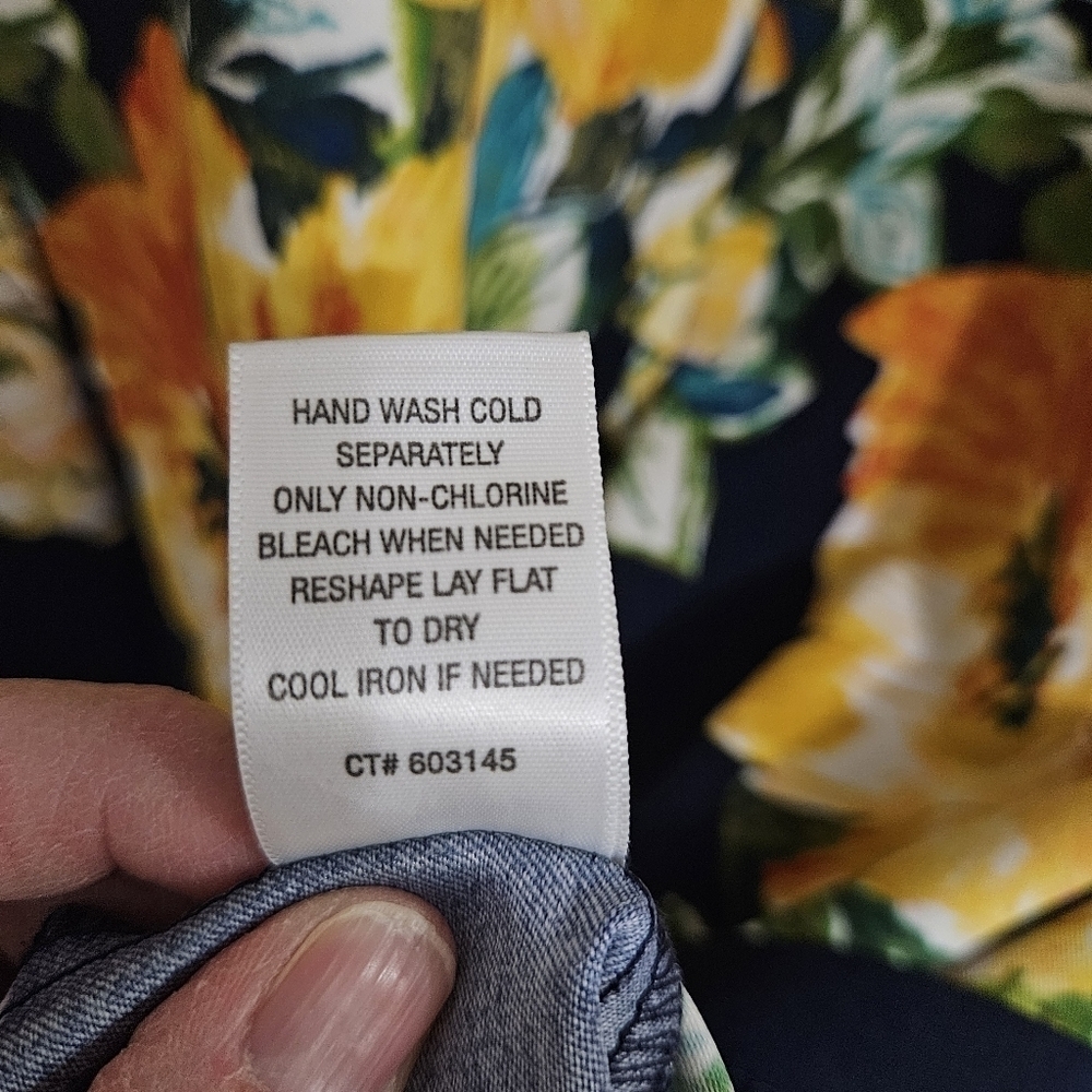 CB Blue/White/Yellow Floral Sleeveless Dress Size 16 - Picture 9 of 11
